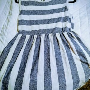 Striped Gray and White Kids Dress
